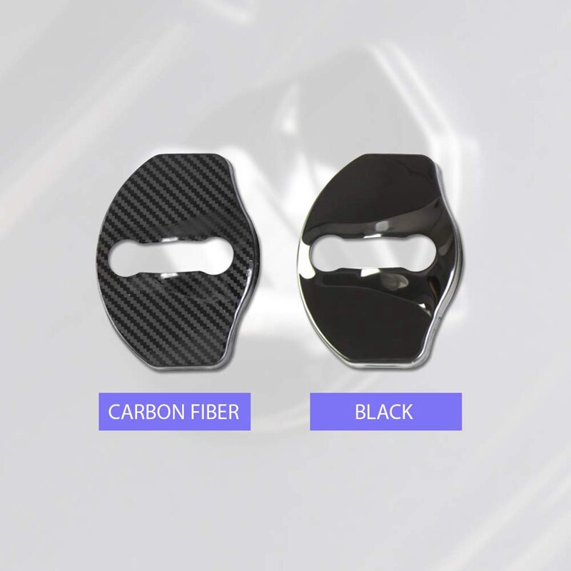 Pattern Car Door Lock Striker Buckle Cap Protection for Tesla Model 3 (4 Pcs - No Word)