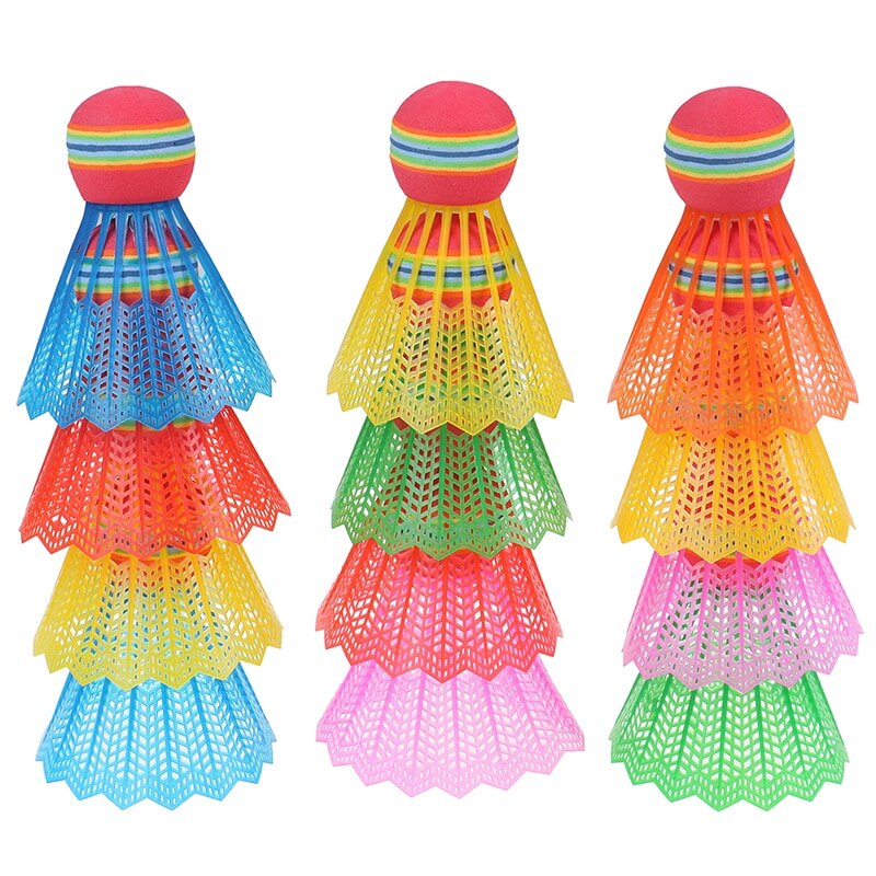 12 Stuks Badminton Eva Regenboog Bal Hoofd Nylon Badminton Veren Voor Game Sport Entertainment Met Transparante Vat