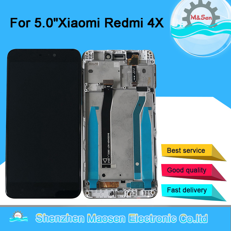 5.0" Original M&Sen For Xiaomi Redmi 4X LCD Screen Display+Touch Panel Digitizer With Frame For Redmi 4X Display Support 10Touch