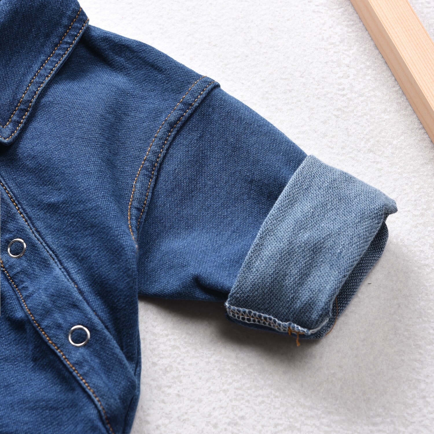 Toddler Kids Baby Girl Boy Denim Rompers Long Sleeve Turn-down Collar Jumpsuit Unisex Baby Autumn Clothes Solid Romper 0-4Y