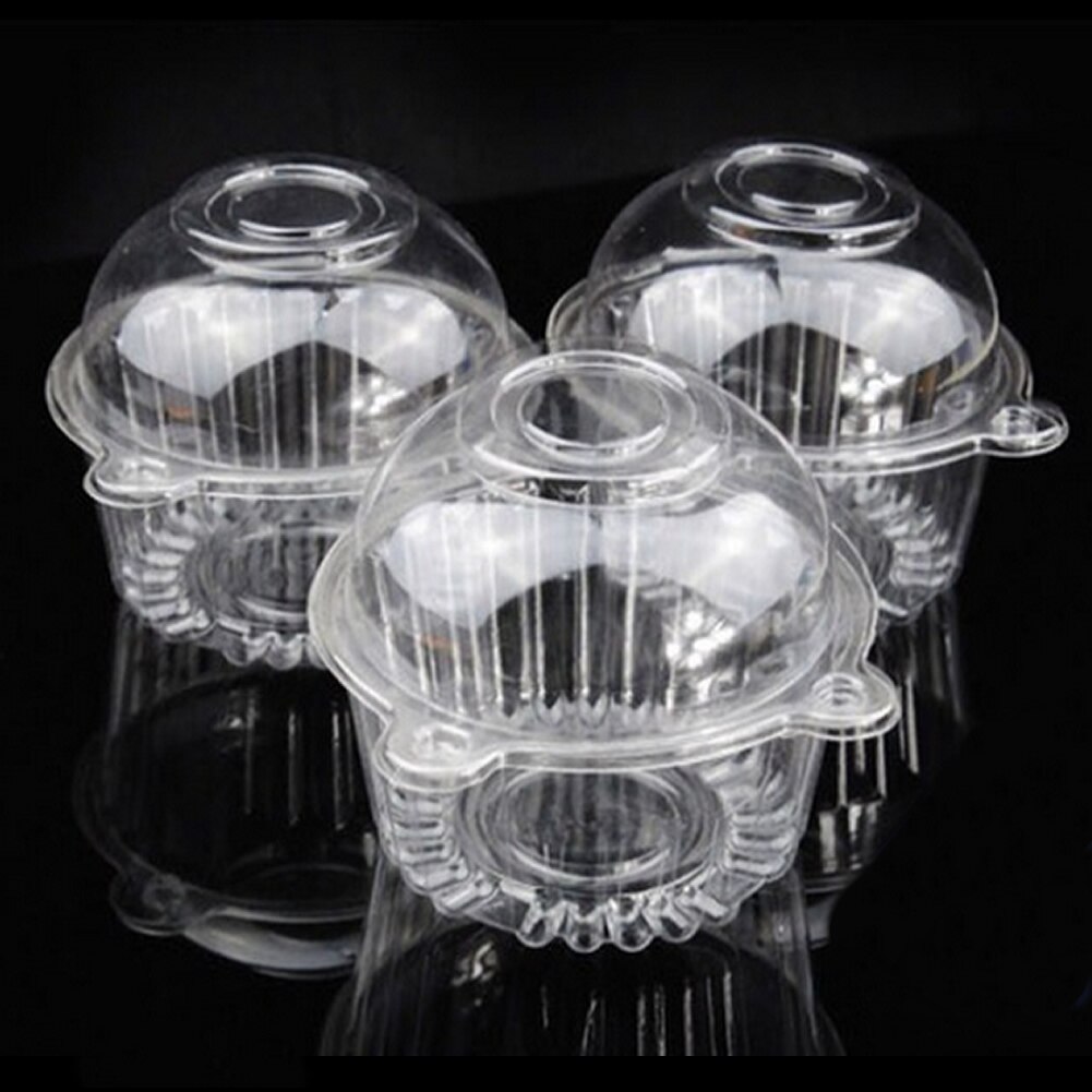 K5DC 100Pcs Clear Plastic Enkele Cupcake Cake Case Muffin Pod Dome Houder Doos: Default Title