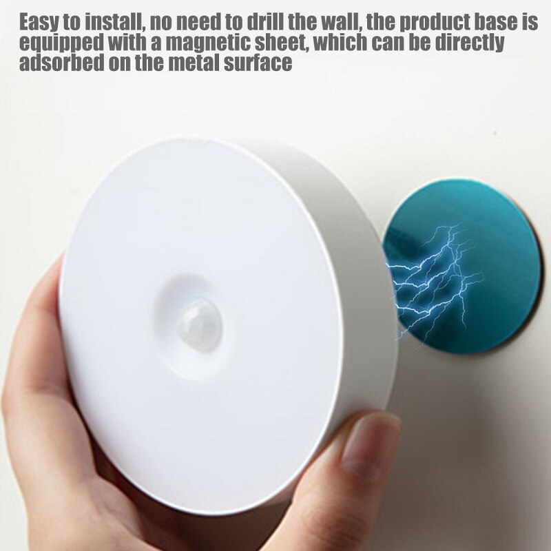 Luz LED nocturna para interiores y exteriores, luz de pared con Sensor de movimiento recargable por USB, Base magnética, para senderismo, Camping, ahorro de energía