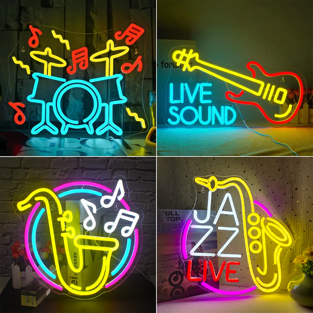 Enseigne au néon LED Jazz Saxophone, lumières à intensité variable, musique en direct, décoration murale, enseignes d'art, décoration de chambre, studio, bar, club, fête