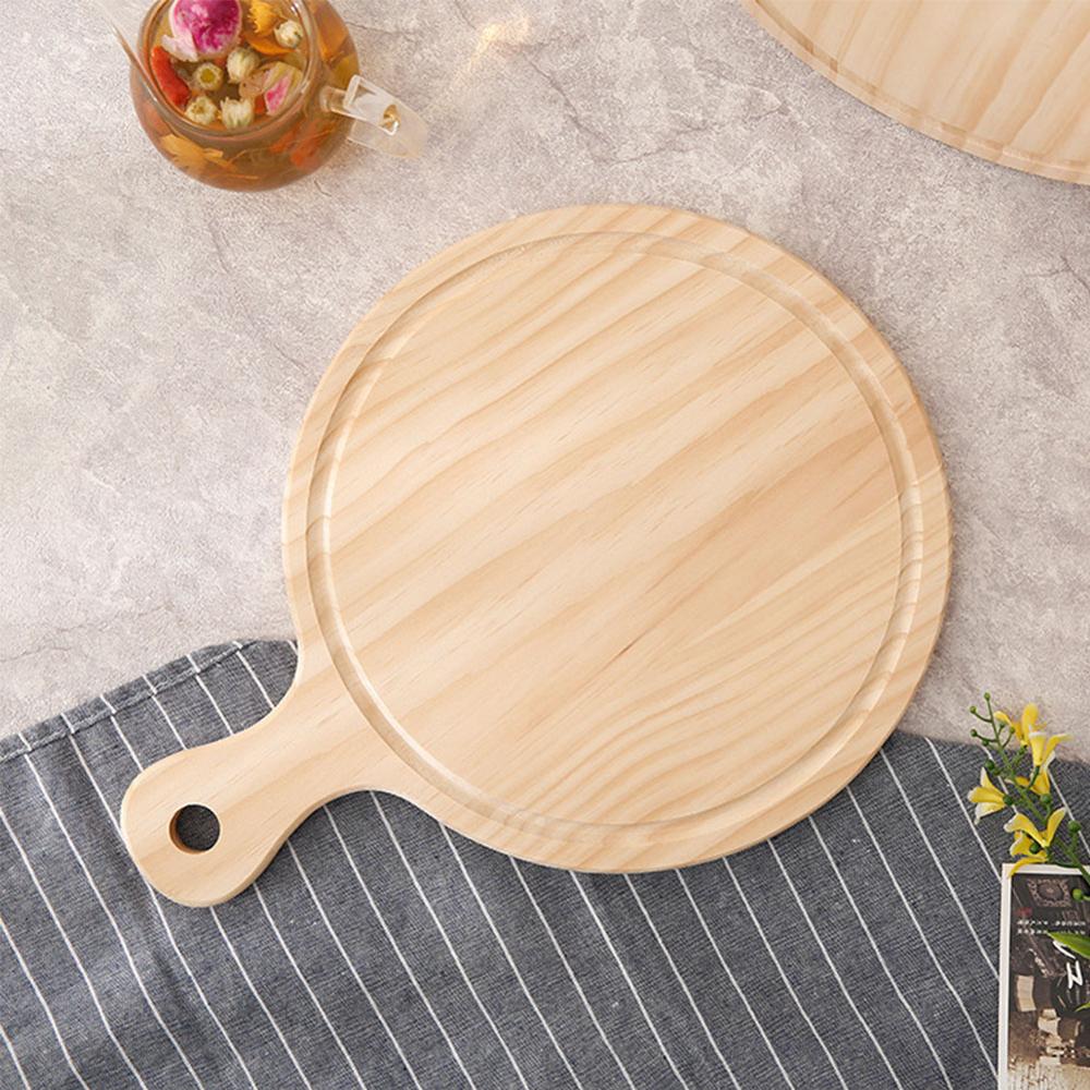 Wooden Round Pizza Board Wooden Tray Western Food Cut Bread Steak Cake Solid Wood Pizza Board Bottom Support Pizza Board