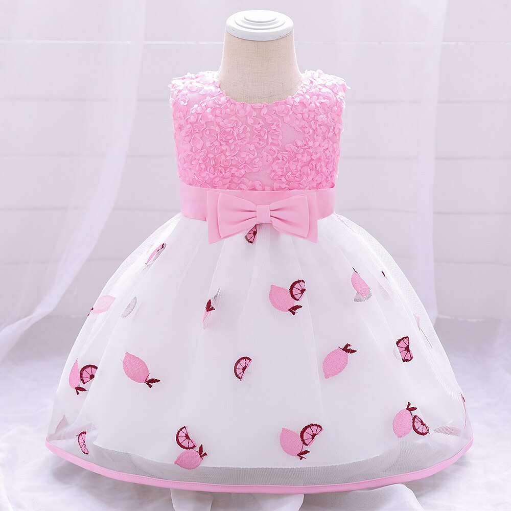 Bloem Kinderen Trouwjurk Voor Pasgeborenen Bruidsmeisje 1 Jaar Baby Meisje Verjaardag Jurk Meisjes Kleding Peuter Meisje Outfits: pink / 3M