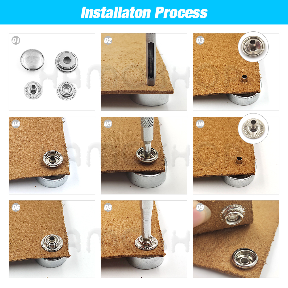 25Sets 100pcs 203/201 Metal Snap Fasteners Snaps Button Press Studs Sewing Button For DIY Clothes Garment Bag Shoes Leathercraft