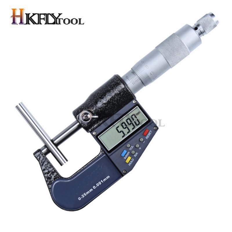 0.001mm Electronic Outside Micrometer 0-25mm Digital Micrometer Caliper Gauge Meter Micrometer Carbide Tip Measure Tools