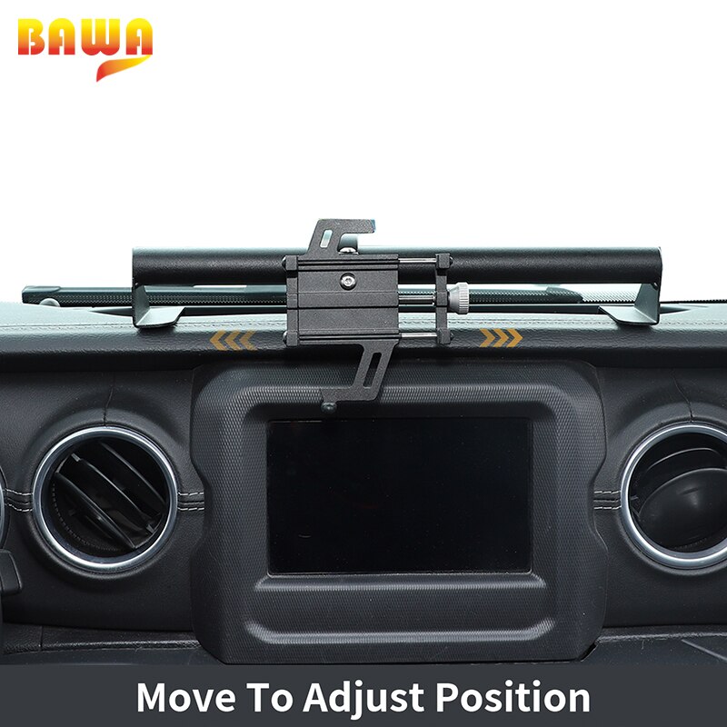 BAWA GPS Fixed frame For Jeep Gladiator JT + Car Mobile Phone Support Holder Accessories For Jeep Wrangler JL +