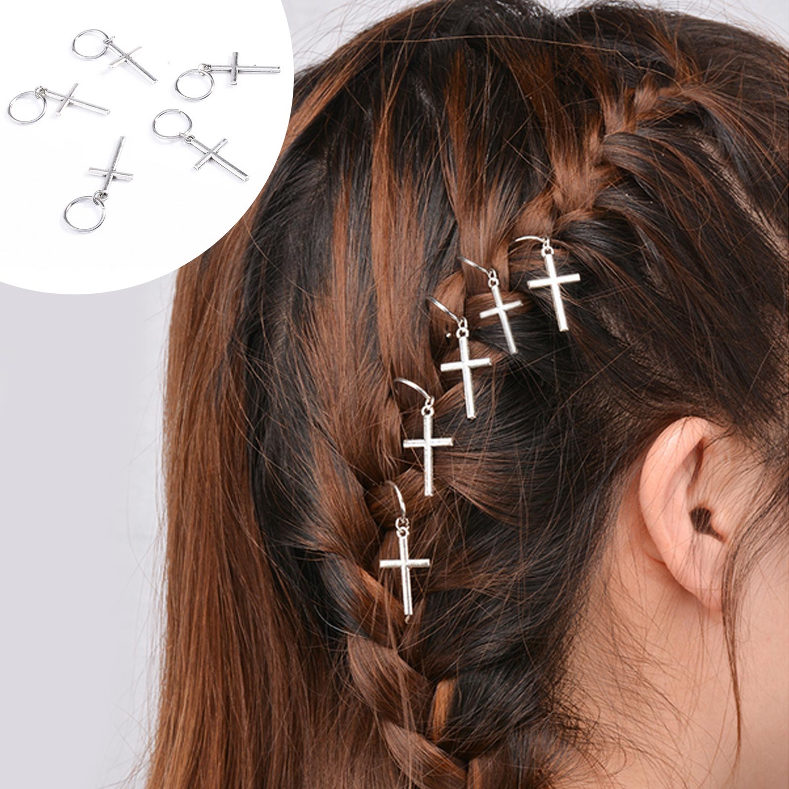 Lurrose 35pcs Vintage Silver Braid Headdress Unisex Dreadlock Round Ring Hair Braid Jewelry Leaves Star Pendants Hair Clips Hair Decorations