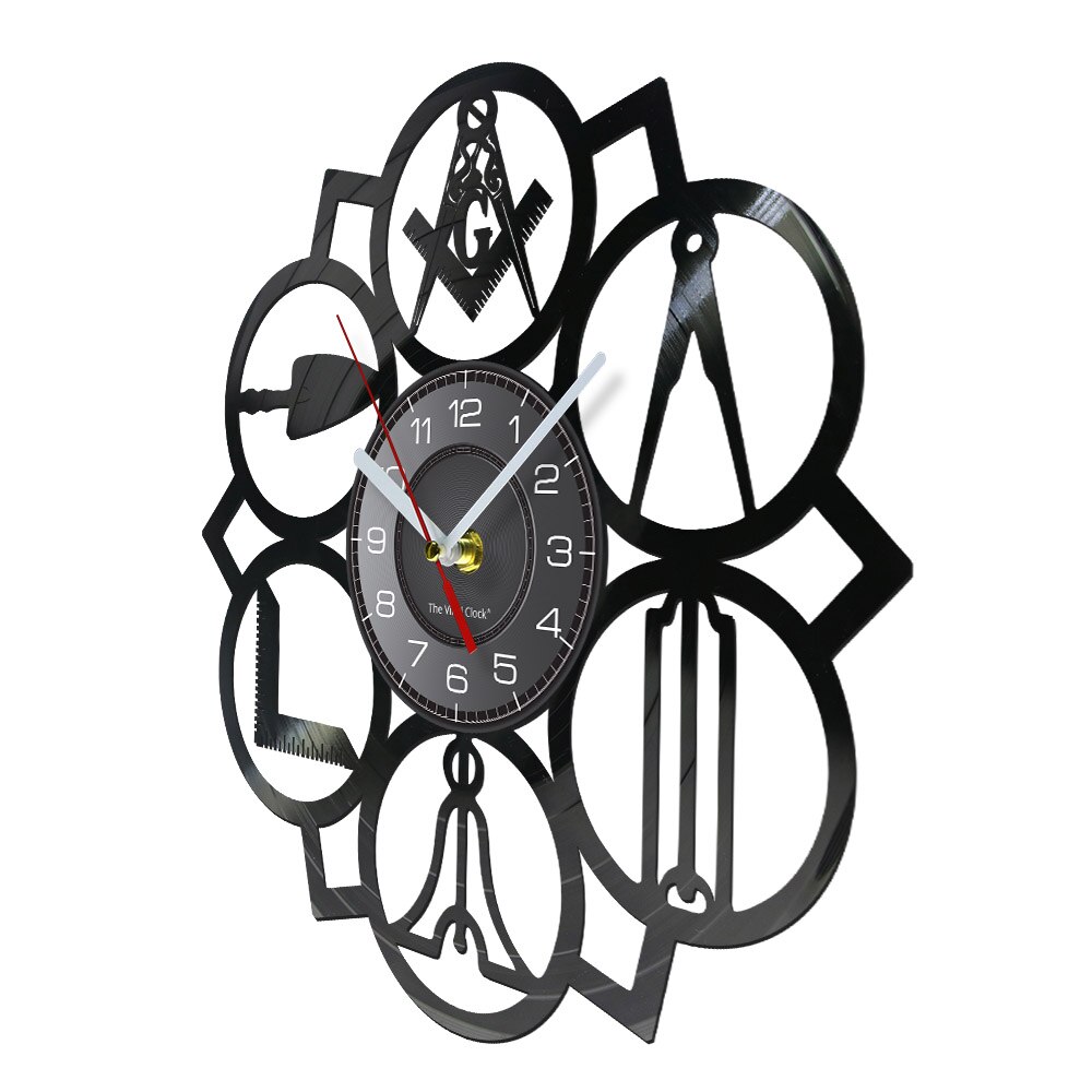 Masonic Logos Wall Clock Free Mason Vintage Vinyl Record Clock Masonry Ornament Modern Wall Clock Decorative Timepiece
