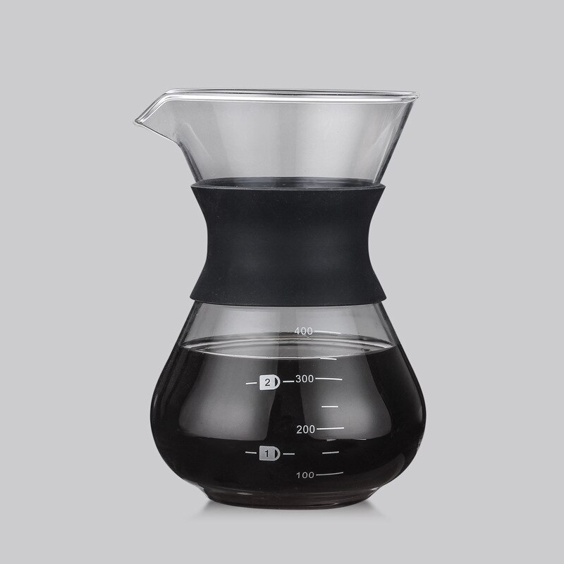 Glass Coffee Kettle w/ Stainless Steel Filter Drip Brewing Brewer Coffee Pot Barista Pour Over Coffee Maker: 400ML No Filter