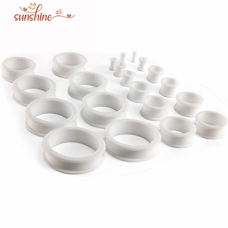 Tapones de túnel para oreja de carne, flexibles, de silicona médica hueca de 3-38mm, doble acampanado, anillo elástico de fimosis, expansor de calibre, camillas para hombres