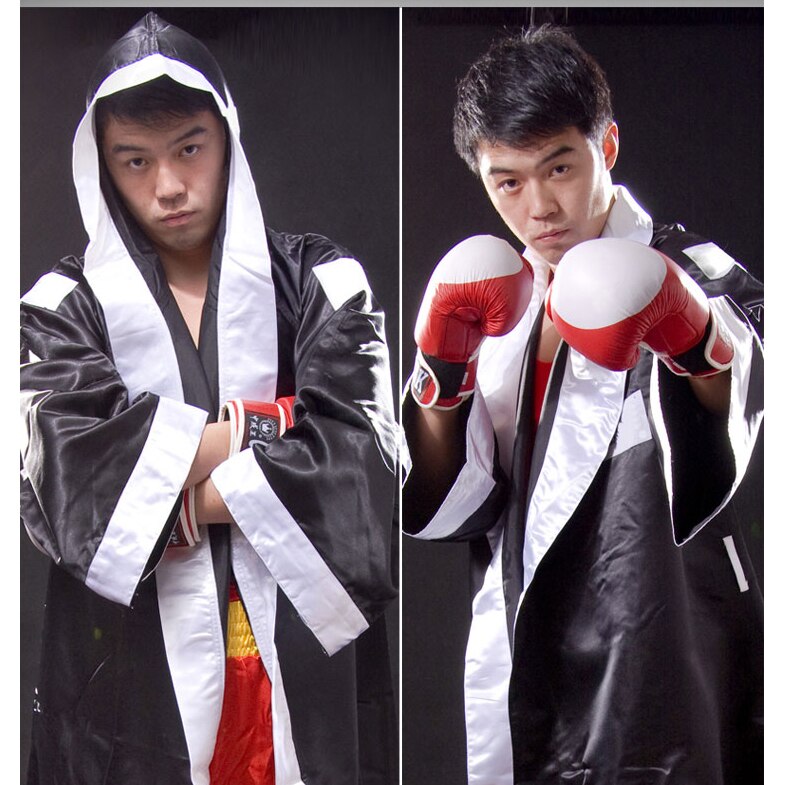 Adult Men Boxing Uniform Fight Competition Ring Match Costumes Chinese Kung Fu Outfit Training Pugilism Wushu Tai Chi Clothes: Black / S(120-140CM)