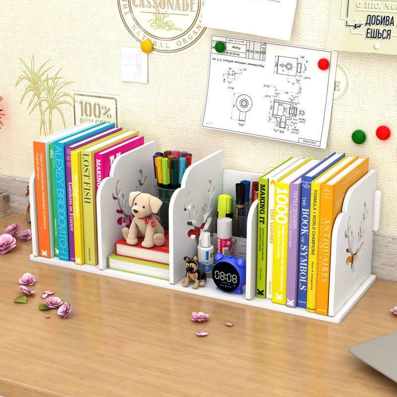 Petite étagère de bureau pour livre d&#39;étudiant, étagère de table simple, boîte de rangement de bureau pour enfants, petite bibliothèque de dessin animé