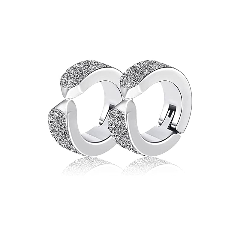 1 Paar/6 Paar magnetische Ohrstecker aus Edelstahl für Männer und Frauen, Creolen zum Anklipsen, CZ, nicht durchdringender Stahl für alle Altersgruppen: Nachgemachter Rhodium überzogen