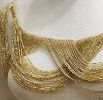 Collar dorado con flecos de cuentas hecho a mano, adorno de borlas de encaje hecho a mano para vestido de novia de boda SGTM96