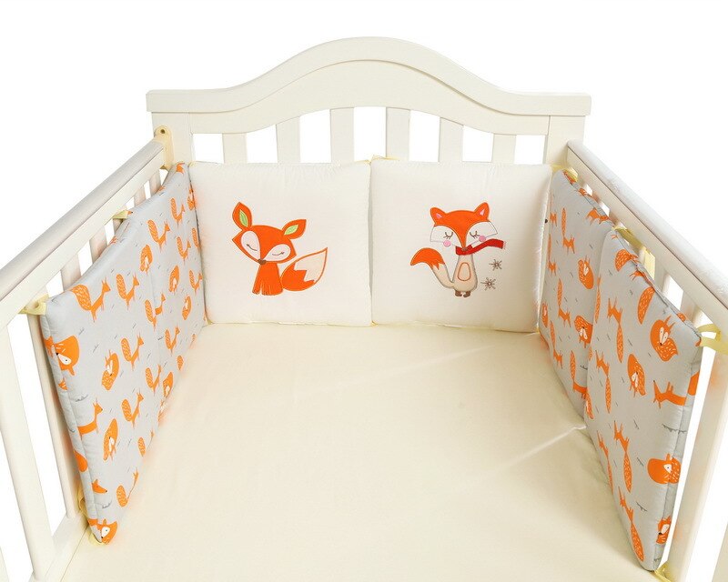 6 stks/partij Pasgeboren Wieg Bumper Baby Bed Bumper Protector Peuter Cartoon Wieg Beddengoed Bumper In De Wieg Voor Baby Baby: FOX