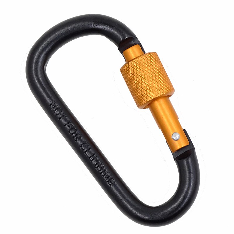 Karabijnhaak clip aluminium karabijnhaak multitool survival klimmen karabijnhaak sleutelhanger sleutel d-vorm schroefslot fleshaak hangend: Zwart