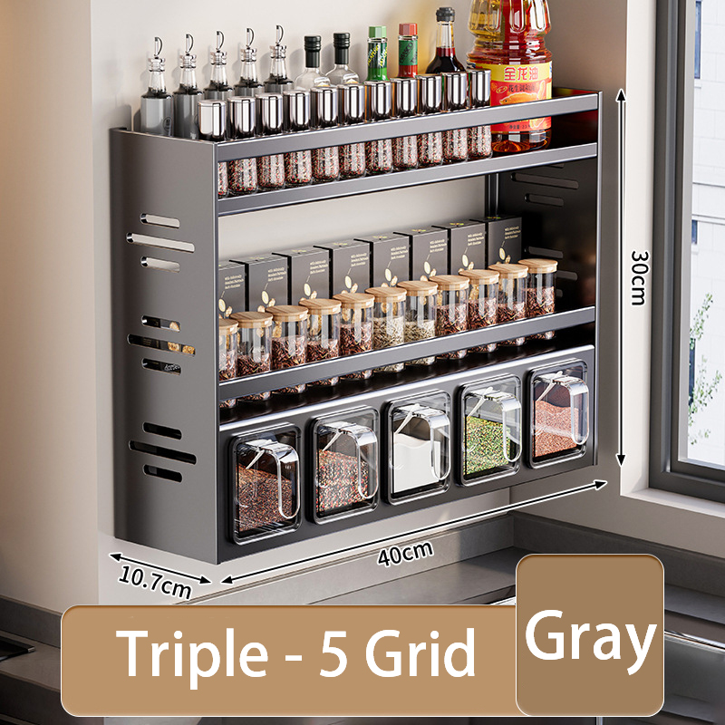 Kjøkkenkrydder krydderhylle veggmontert krydderhylle kjøkkenvegghylle multifunksjonelt oppbevaringsstativ til kjøkken: Plomme