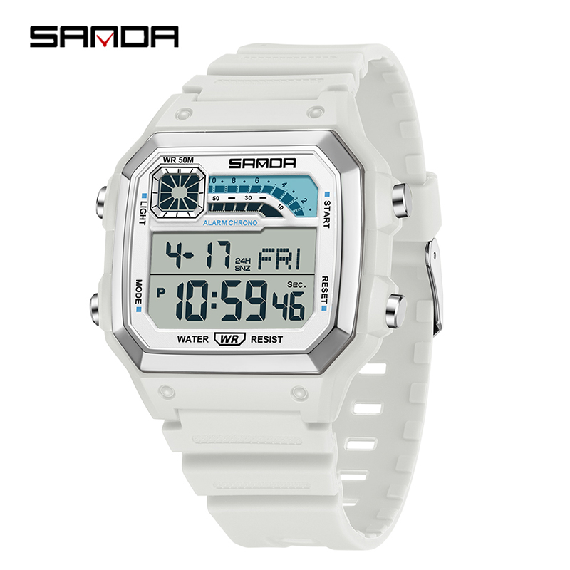 SANDA Outdoor Sport Elektronische Chronograph Uhr Männer Multifunktions Uhren Wecker Chrono Wasserdichte LED Digital armbanduhr: Bronze