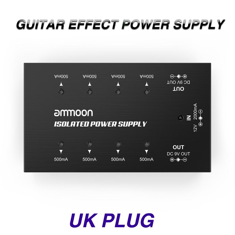 Ammoon PockRock, procesador de Pedal de efectos de guitarra portátil, Pedal de guitarra, 15 tipos de efectos, 40 ritmos de tambor para accesorios de guitarra: UK Power Supply