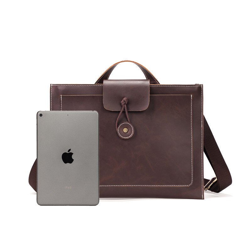 Herentas heren aktetas dunne harde crossbody tas pu handtas sacoche homme portafolio tablet officiële werktas koffie