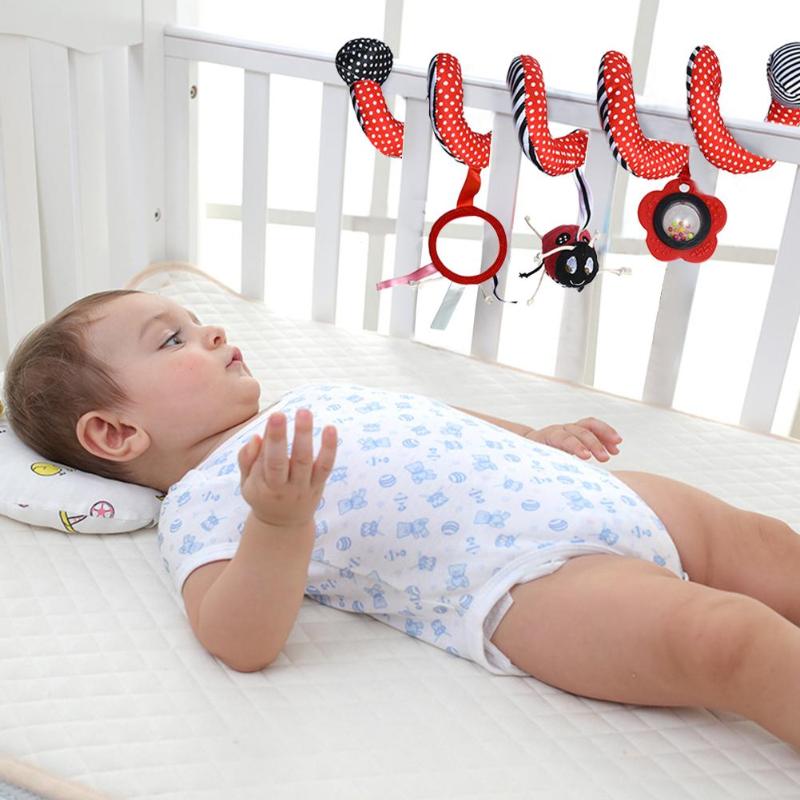 Cute Infant Baby play Baby Toys Plush Bell Crib Rattle Toys Infant Hanging Bed Stroller Toys