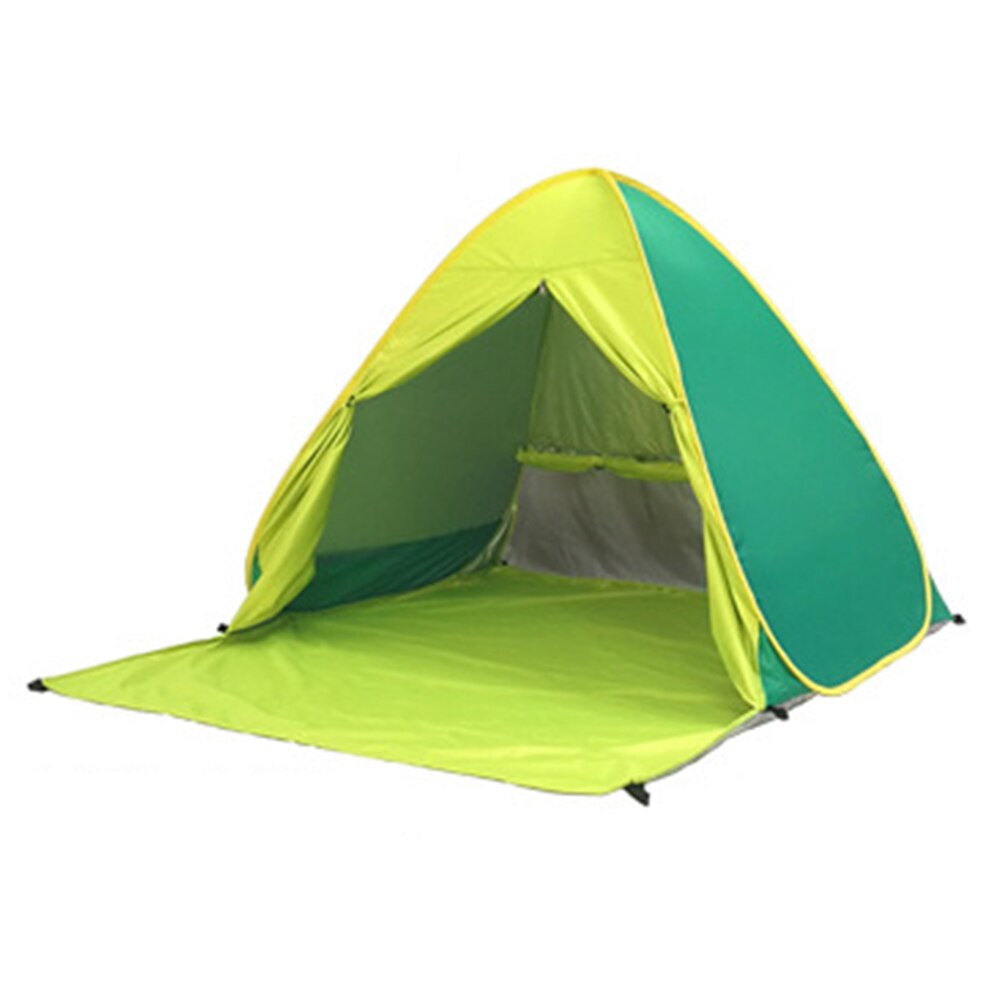 Pop up strandtelt solcreme telt anti-uv baldakin telt rejser bærbar hurtigåbning foldet udendørs telt m / gardin: Grøn