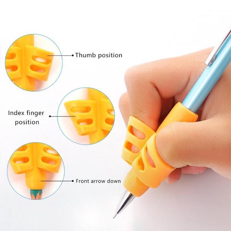 3 stk børn skrive blyantholder skolebarn lektier læring pen dobbelt finger greb penneholder hjælpe greb holdning korrektion