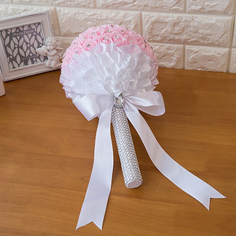 Bouquet de fleurs en mousse pour mariage 6 couleurs, romantique pour demoiselle d'honneur demoiselle d'honneur, strass en cristal, décoration de mariage