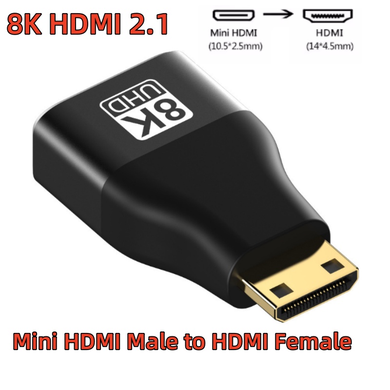HDMI 2.1 Male to Femal Adapter 8k60Hz 4k120Hz High Speed Micro Mini HDMI to HDMI 48Gbps Adapter Coupler for Video Modes TV PC: Yellow