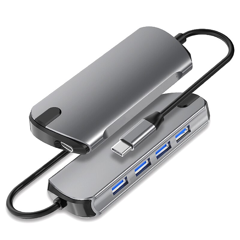 Hub USB 5-en-1 à Hub de données de Type C avec 5 ports USB 3.0 USB-C PD chargeant l'écran 4K pour téléphone portable s
