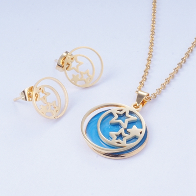 Yunkingdom conjunto de joyas corazón redondo delfín resina Acero inoxidable conjuntos de joyas COLLAR COLGANTE pendientes para mujeres: BLS0045