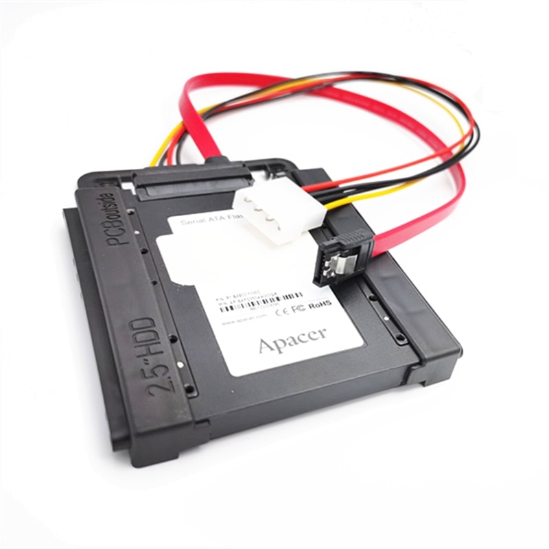 10 stk bk universal 2.5 "  to 3.5 " bås ssd hdd pc harddisk beslag adapter skinne plast adapter monteringsbeslag med kabel