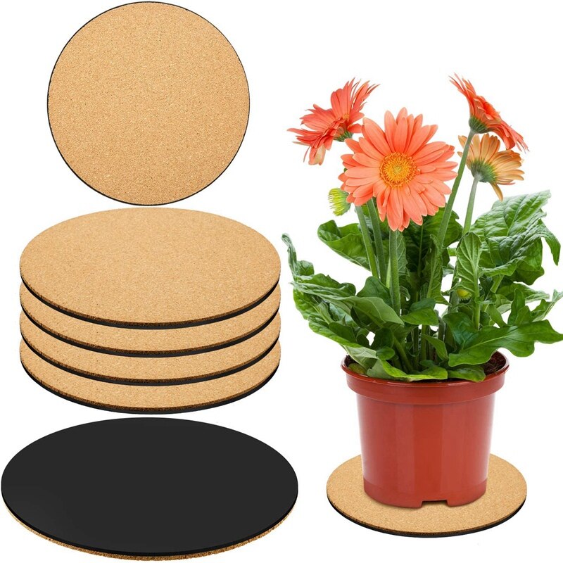 6Pcs Kurk Plant Mat Plastic Plant Mat Ronde Plaat Pad Voor Tuin, Binnenplaats, Pot Mat, indoor Outdoor En Diy Craft Project