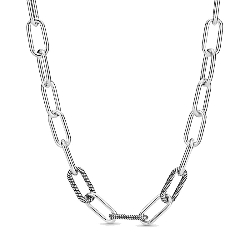 Original Chunky Unendlichkeit Knoten Perlen Schiebe Mich Link Schlange Kette Halskette Für 925 Sterling Silber Perle Charme DIY Schmuck: 2 / 60cm