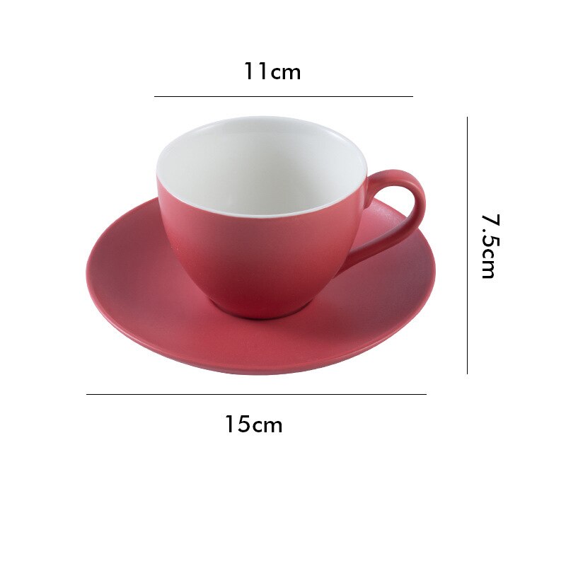 Large Capacity Ceramic Coffee Cup and Saucer Set Tableware Breakfast Milk Afternoon Tea Cappuccino Latte Mug for Dad Mom: Faint red