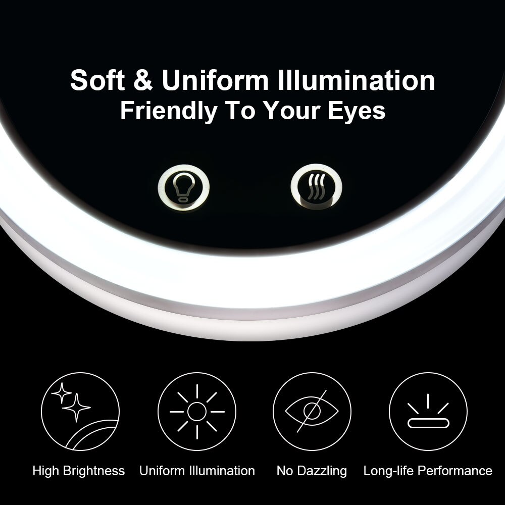 Led Vanity Spiegels Met Koelventilator Tafel Make-Up Spiegel Desktop 10x Vergroting Usb Led Cosmetische Spiegel Met Opbergvak