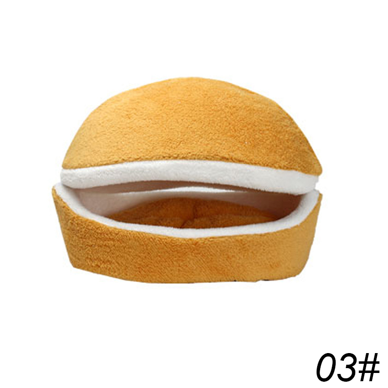 Sac de couchage pour chat, canapés, coussin pour chien, Hamburger, court, en peluche pour petit lit, , pour chiot, coussin pour nid, produits pour animaux domestiques: yellow