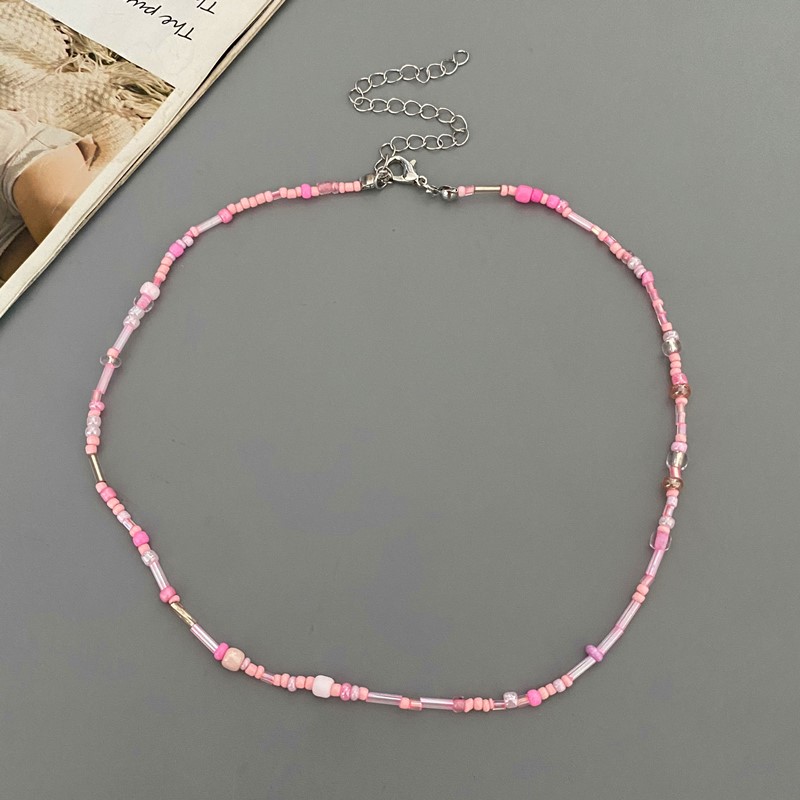 Collar de cuentas de gafas irregulares para mujer, gargantilla de Popular, joyería de cuello corto, collar colorido, ,: Azul de zinc