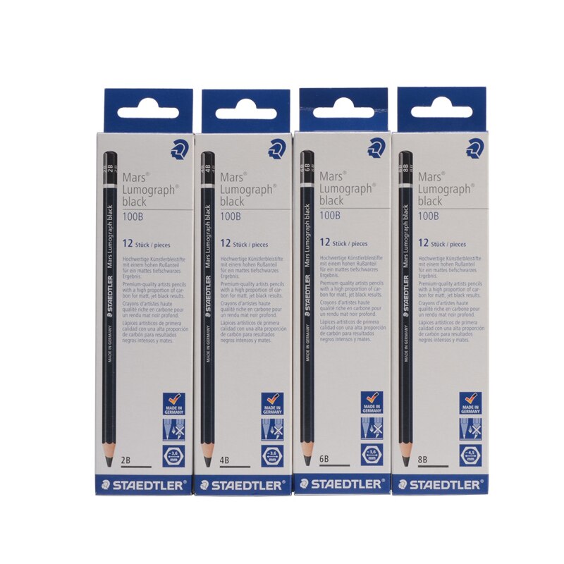 1 pc staedtler ergosoft farveblyant sort tønde staedtler mars lumograph tegning skitse blyanter 2b 4b 6b 8b 4 grader