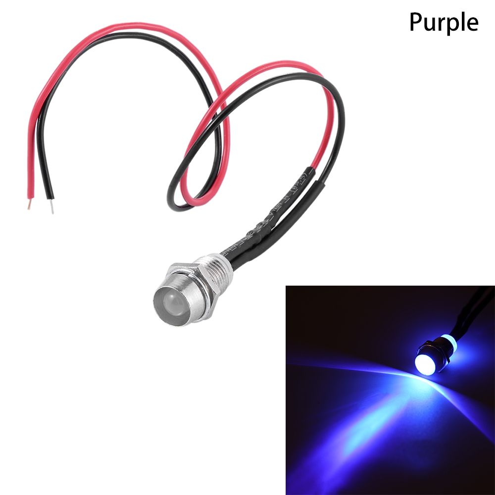 1PC 12V 8mm Multi-color Metal Shell LED Indicator Light Pilot Dash Dashboard Panel Car Van Boat Warning Lamp Bulb With Holder