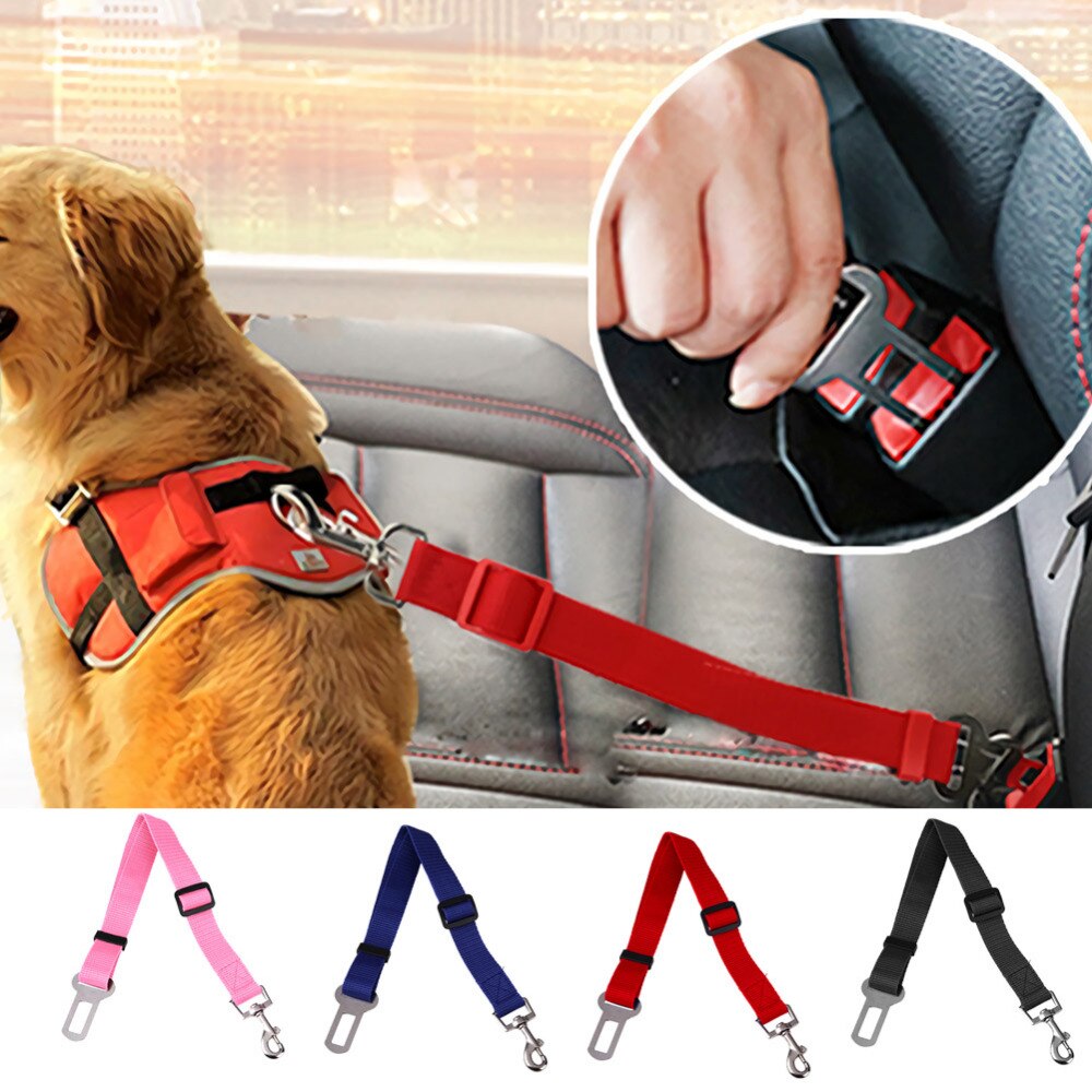 42-70cm Verstelbare Hond Autostoeltje Belt Voertuig Veiligheidsgordel Harnas Lead Clip Hond Levert Veiligheid Hendel auto Tractie