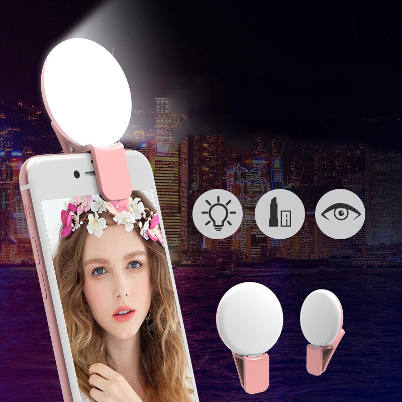 5pcs/lot Clip-on Selfie Light Ring Lights Led Circle Mini Light Clamp for Phones, Battery Makeup Fill Light laptop camera video