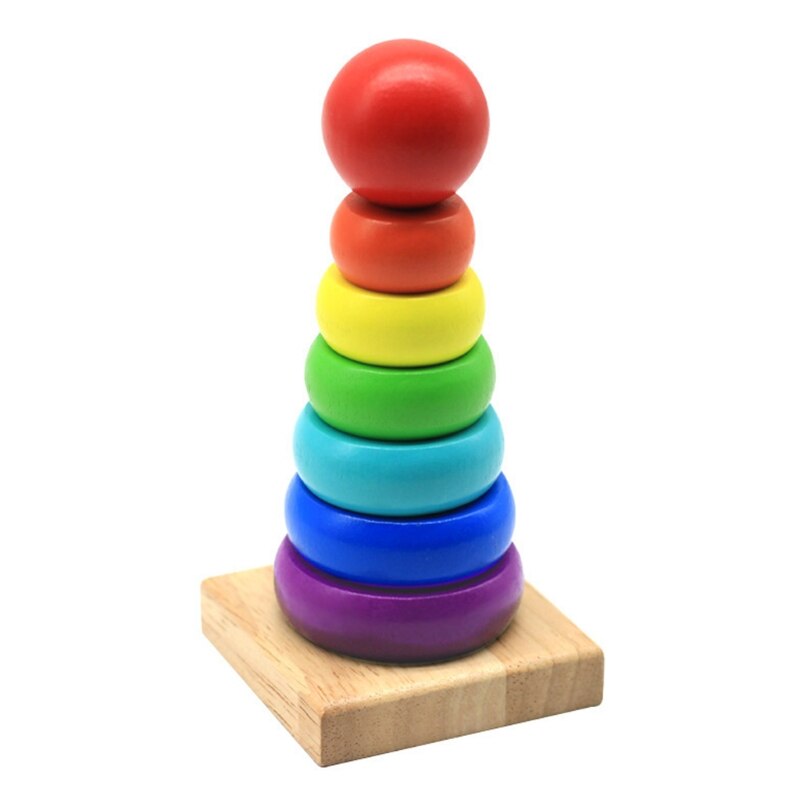 A2UB blocchi impilabili per bambini forma smistamento sviluppo Puzzle in legno blocco di caduta apprendimento precoce giocattolo di corrispondenza per bambini età 3 +: Rainbow colors