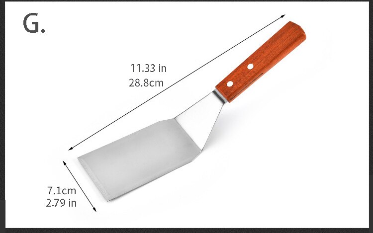 Goud Keukengerei Spatel Houten Handvat Barbecue Turner Rvs Pannenkoek Teppanyaki Hibachi Droge Pan Accessoires: G
