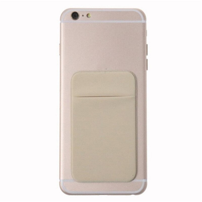 Verwijderbare Stick-on Universele Case Slanke Pocket Credit Mini Pouch Kaarthouder Lijm Portemonnee Telefoon Terug Sticker Case Portemonnee: Beige