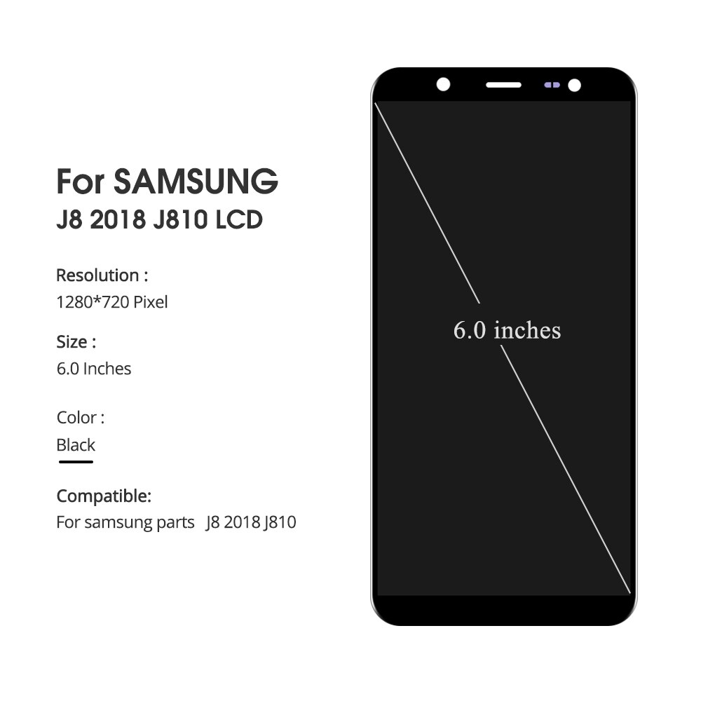 Super Amoled J810 Lcd Voor Samsun Galaxy J8 J810 Lcd Display 6.0 ''Touch Screen Digitizer Vergadering SM-J8 j810 J810F Lcd