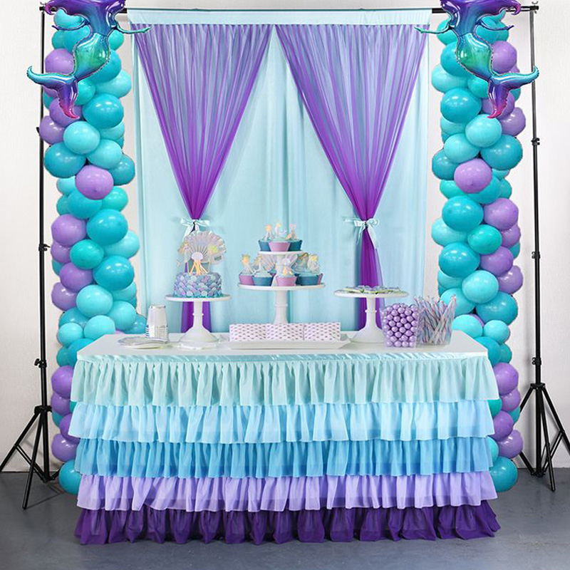 Falda de mesa de tul de arcoíris de unicornio, falda de mesa de sirena, faldas de tutú para Baby Shower, cumpleaños, boda, decoraciones de despedida de soltera