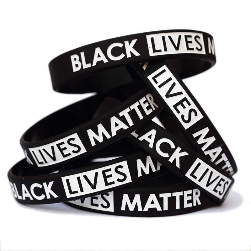 20 Stks/partij Zwarte Leven Kwestie Siliconen Polsbandje Zwarte Armbanden En Armbanden Silicona Pulseira